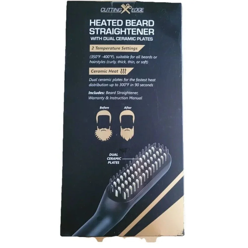 Cutting Edge Heated Beard Straightener, Dual Ceramic Plates, 2 Temp Setting NEW